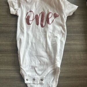 Carter's White and Pink 'One' Bodysuit